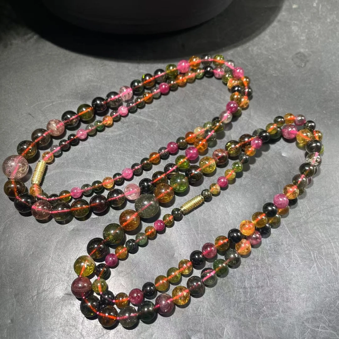 【玉经纶】40281/Q41-碧玺珠链-多样性发其一3-9mm/约80颗