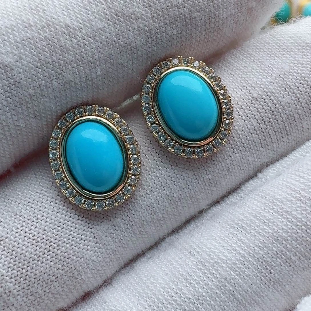 绿松石未镶嵌耳饰