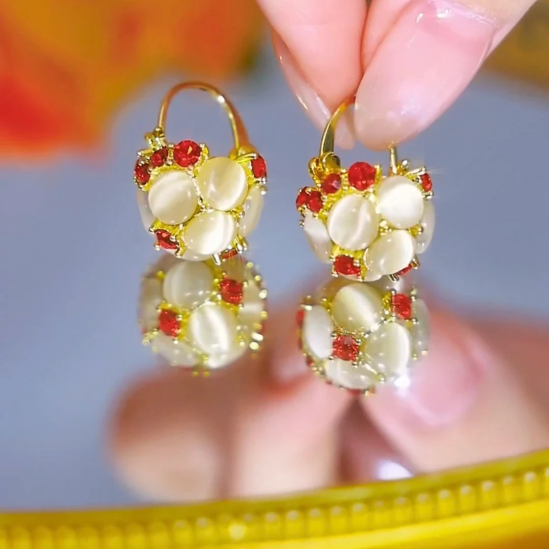 铜合金耳饰 【专柜品质】气质时尚百搭精致优雅花篮耳环减龄显白