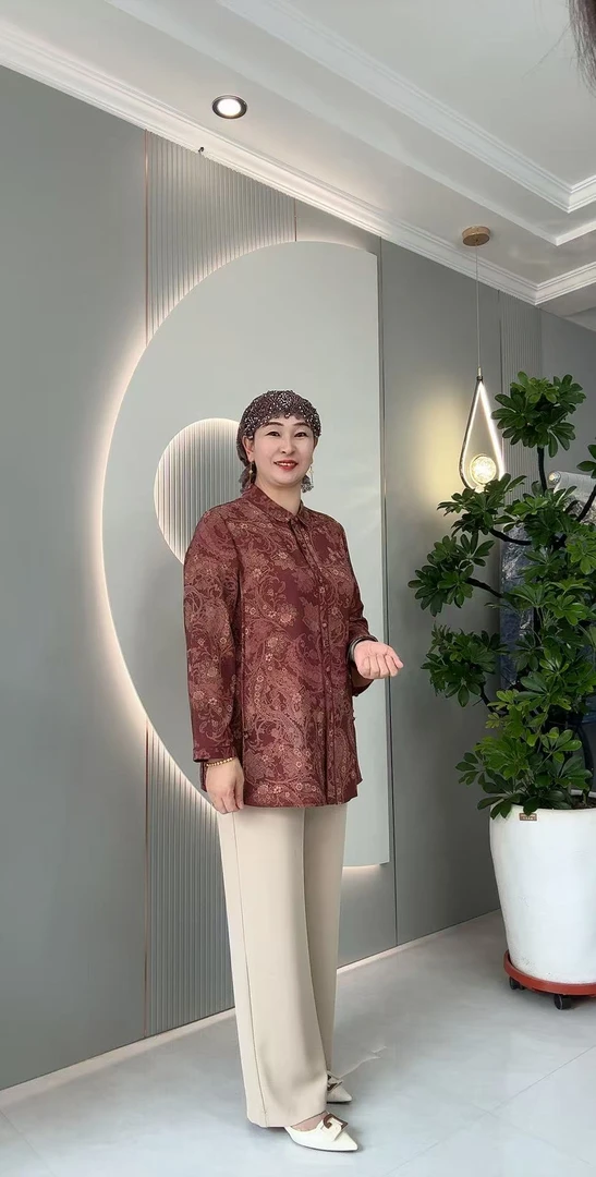 w1916丝缎妈妈衬衣