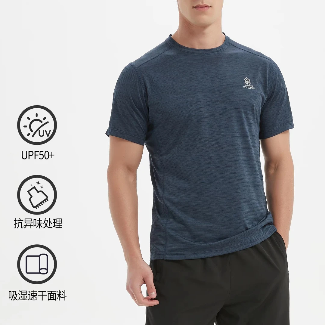 R154夏季新款跑步运动圆领男T恤户外健身速干短袖