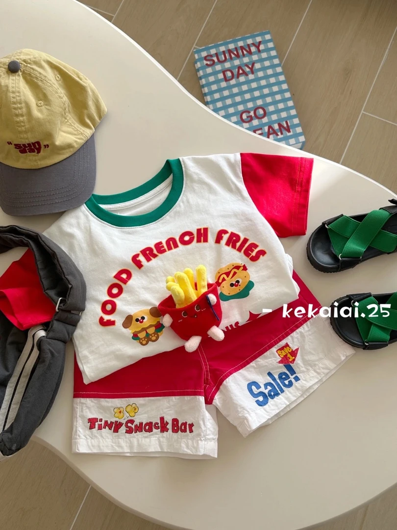 可可爱爱 25夏季新款立体红色可拆薯条上衣短袖