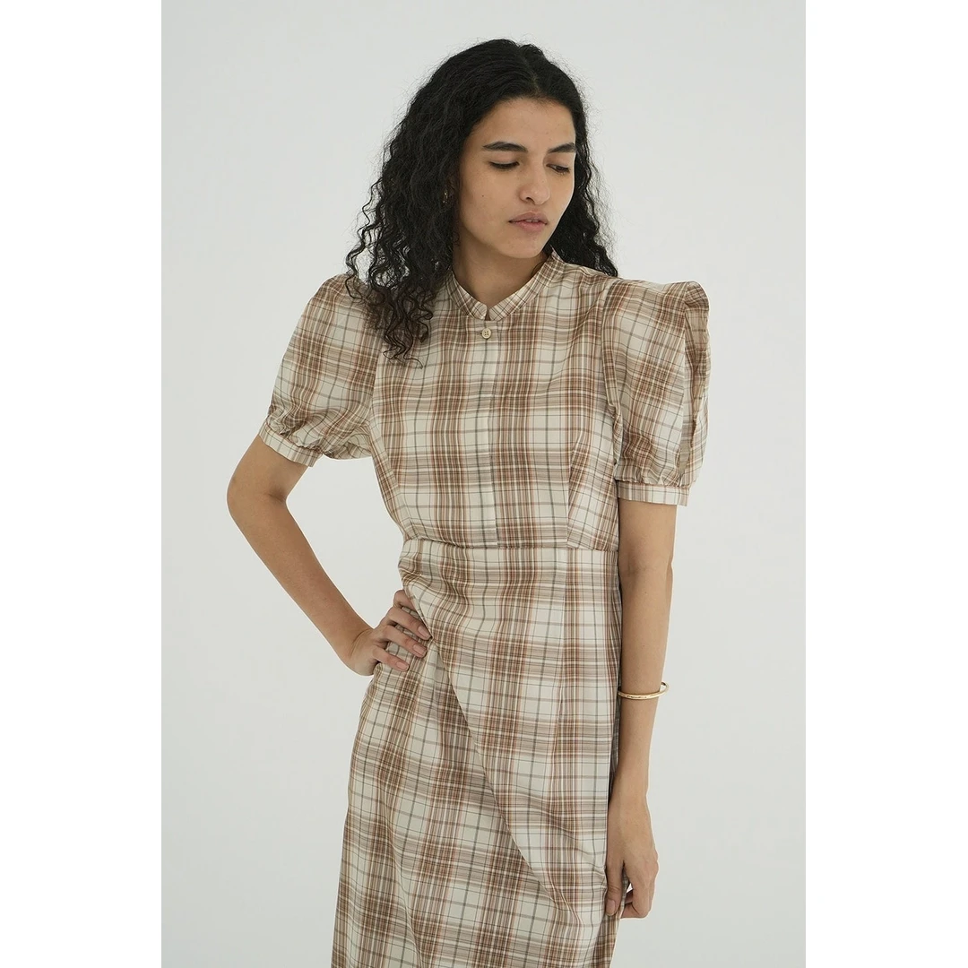 【六哥家】夏季新款 松本 高级感亚麻混纺显瘦裙子泡泡袖连衣裙