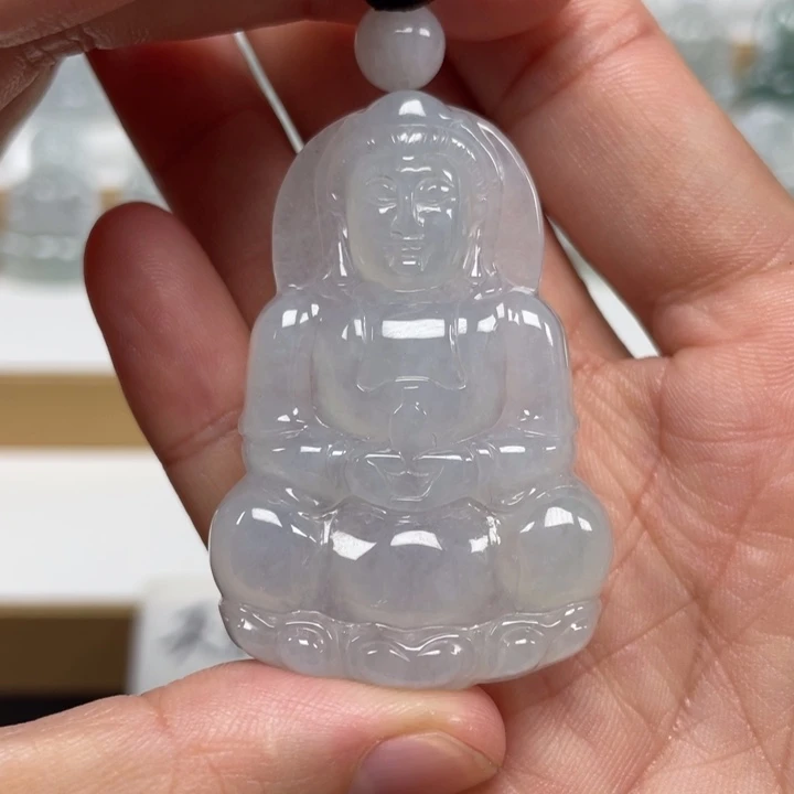翡翠未镶嵌颈饰天然缅甸翡翠A货观音22号