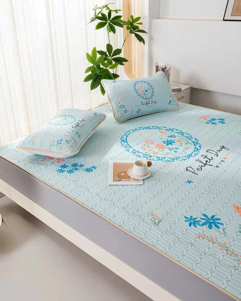 春夏新品床笠款乳胶凉席三件套,舒适冰爽,防螨抗菌，可水洗或轻柔