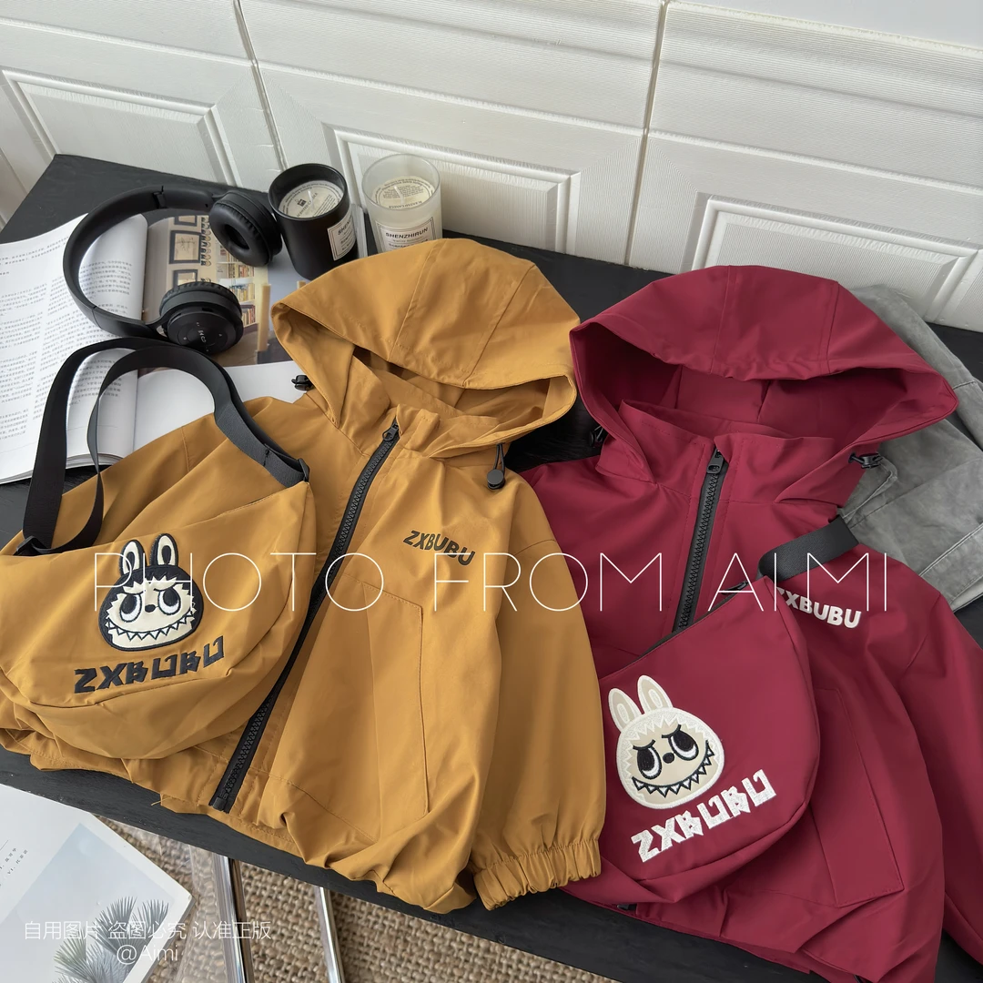 儿童秋款外套可爱韩版百搭上衣卡通外套洋气连帽拉链开衫春秋潮款