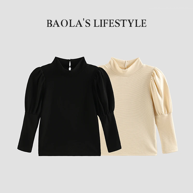 氧气打底衫【高定】韩系复古秋季女童半高领针织毛衣打底衫-HQ216