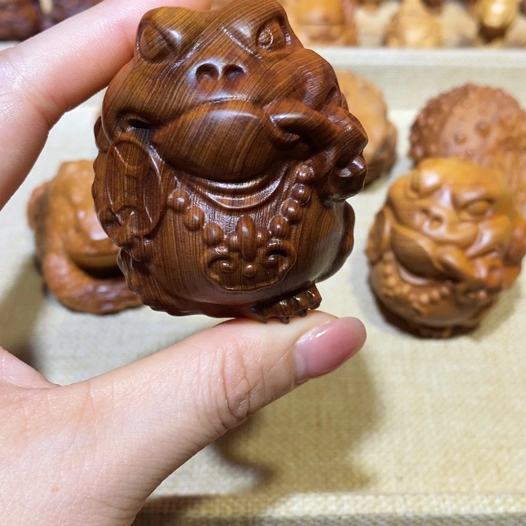 木少*崖柏手把件，金蟾