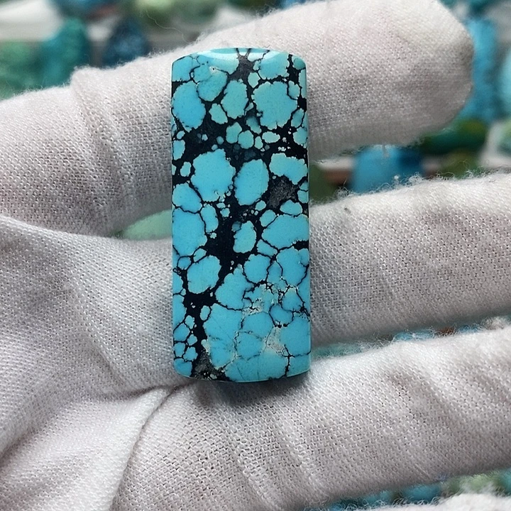 江***头绿松石银S925镶嵌天然原矿 地大质检