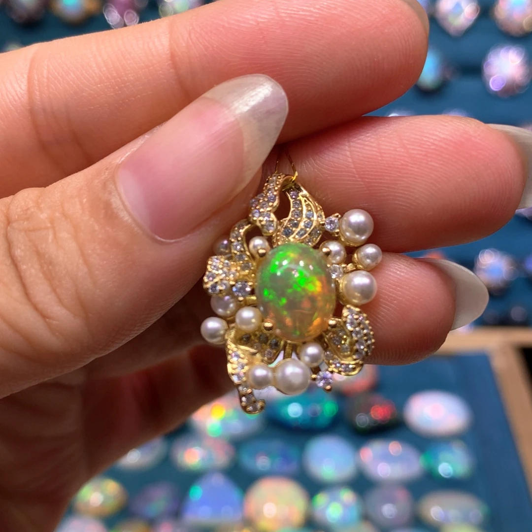 银S925镶嵌欧泊吊坠款