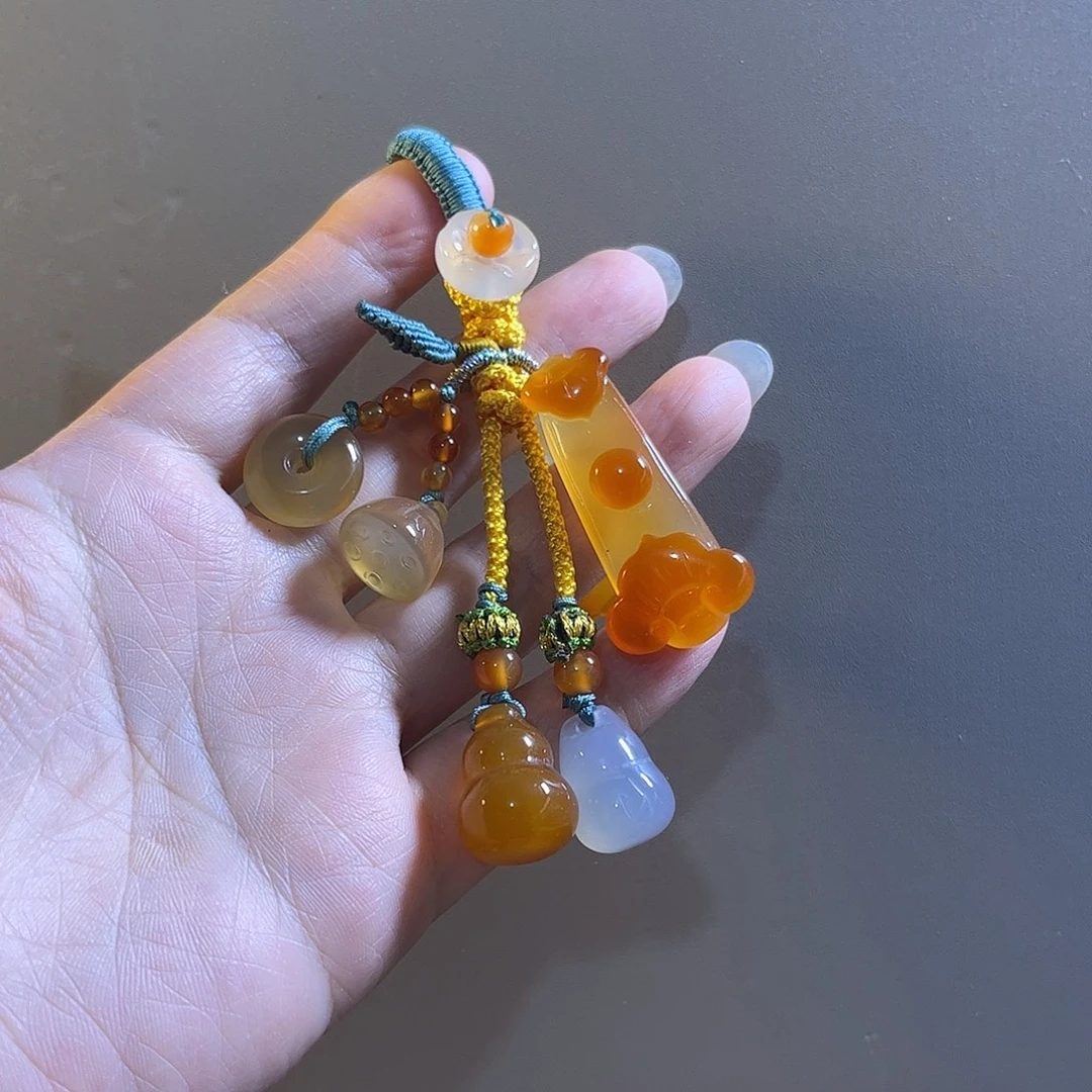 未镶嵌车挂玛瑙/玉髓钥匙扣