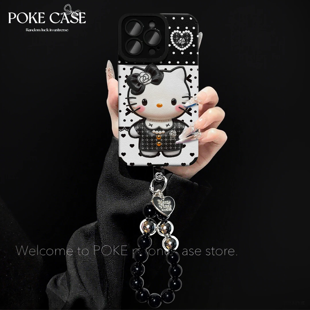轻奢瞳眼波点KT猫适用苹果17PROMAX华为vivo小米oppo手链手机壳