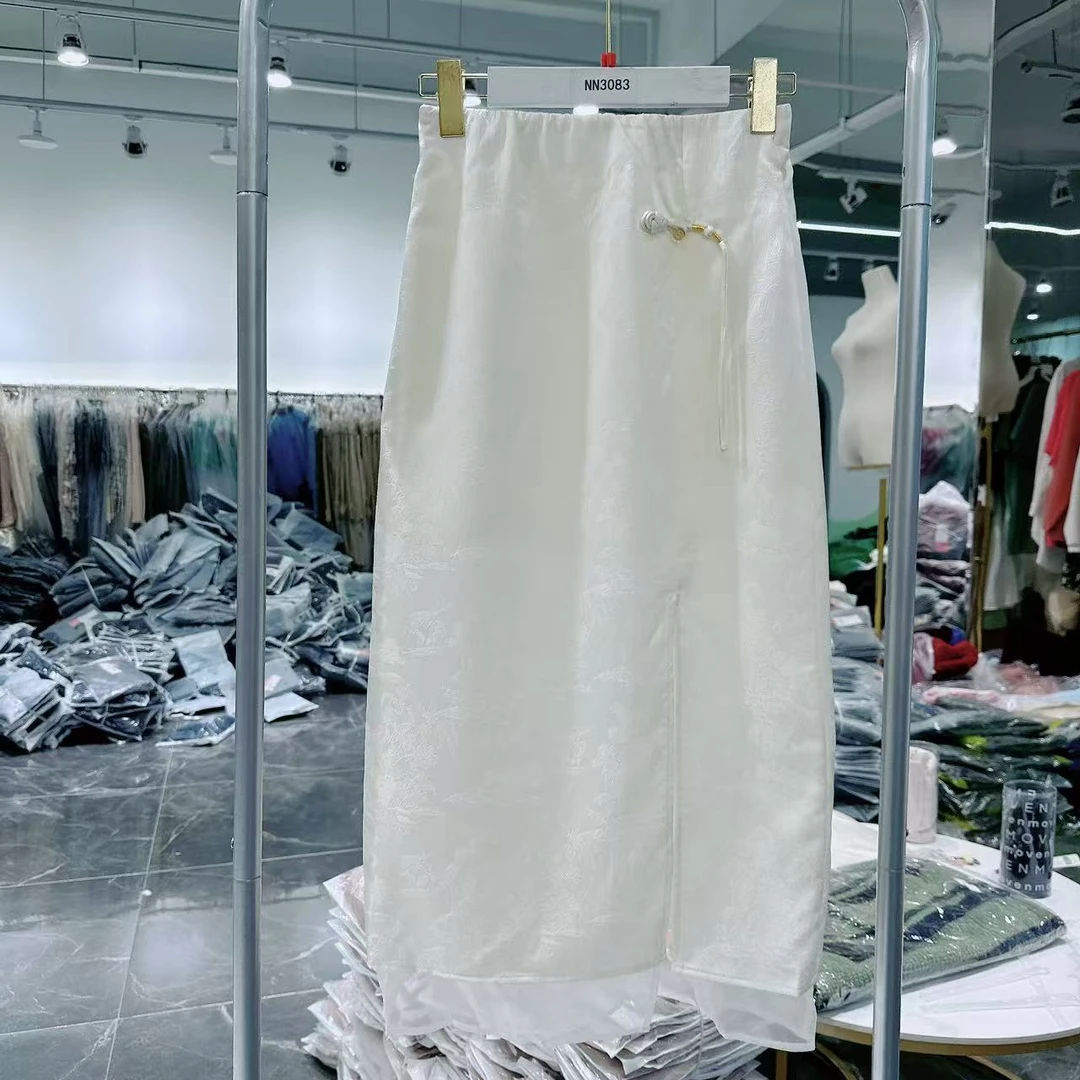 NN3083-时尚女装半身裙气质白色休闲百搭长款