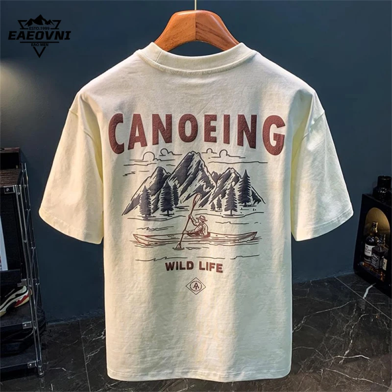 EAEOVNI夏季潮流潮牌短袖T恤男款休闲百搭宽松圆领打底衫男士T恤