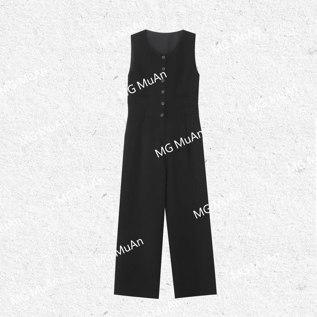 木岸【查理连体裤】MUAN定制宽松高级百搭简约连体裤长裤女YJ-23821
