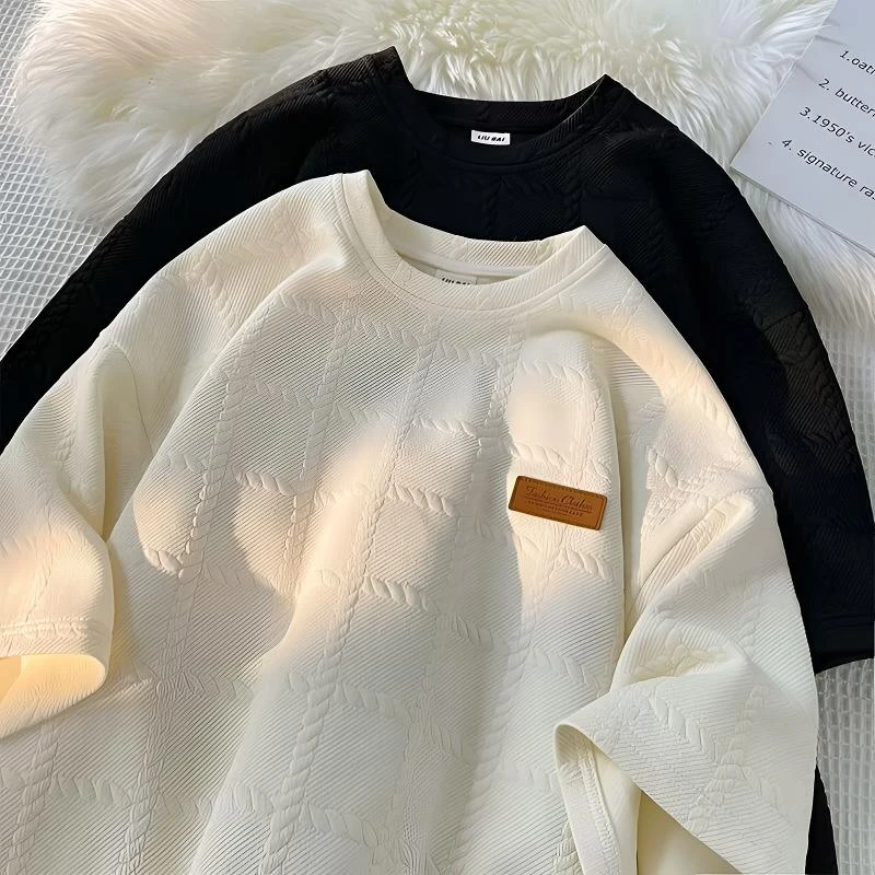 新款短袖t恤男夏季韩版潮流简约半袖上衣港风宽松休闲潮牌体恤衫