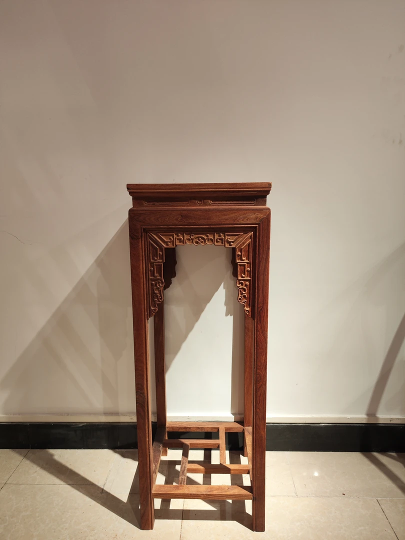 （35*35*97cm）缅花大果紫檀雕花几万字花架