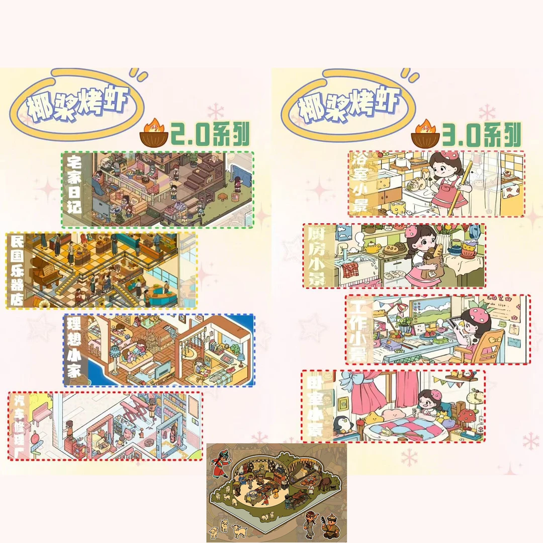 椰浆烤虾【2.0+3.0系列】2.5D立体 造景贴纸 Diy解压造景贴