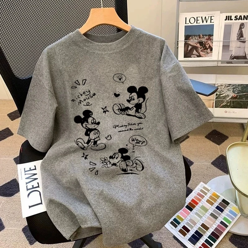 胖mm240斤大码韩版卡通减龄半袖加厚磨毛T恤女早春秋单穿短袖上衣