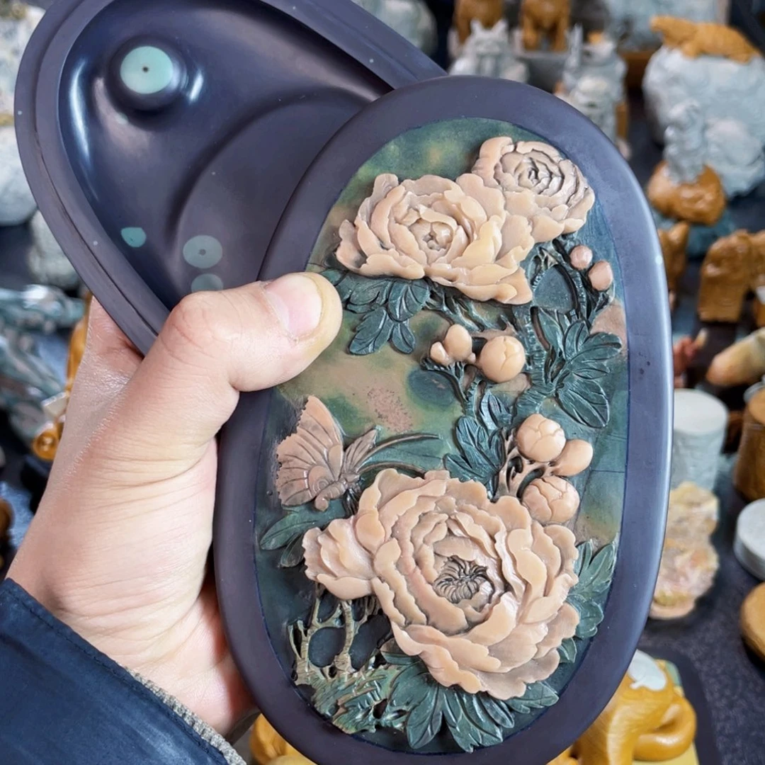 花开富贵砚台苴却18公分