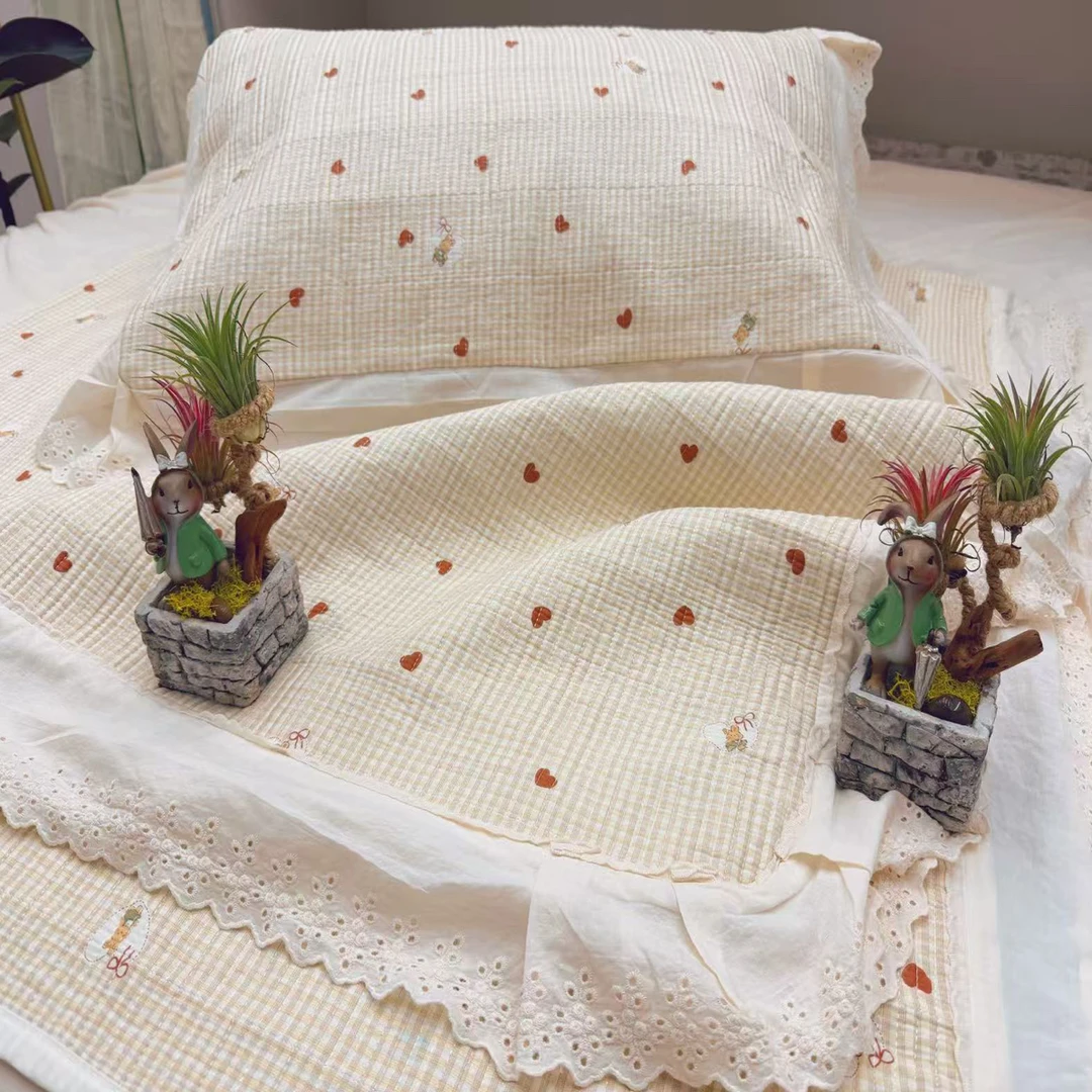 【HS韩尚经典韩系纯棉花边三件套】夹层棉花2025新品超柔软舒适绗缝