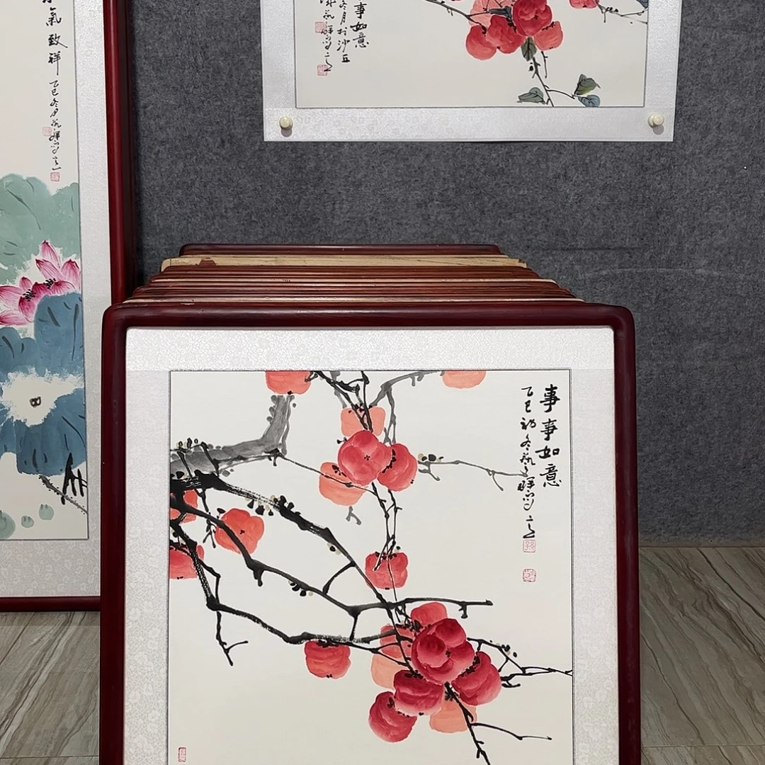 国画书画作品带框63×63