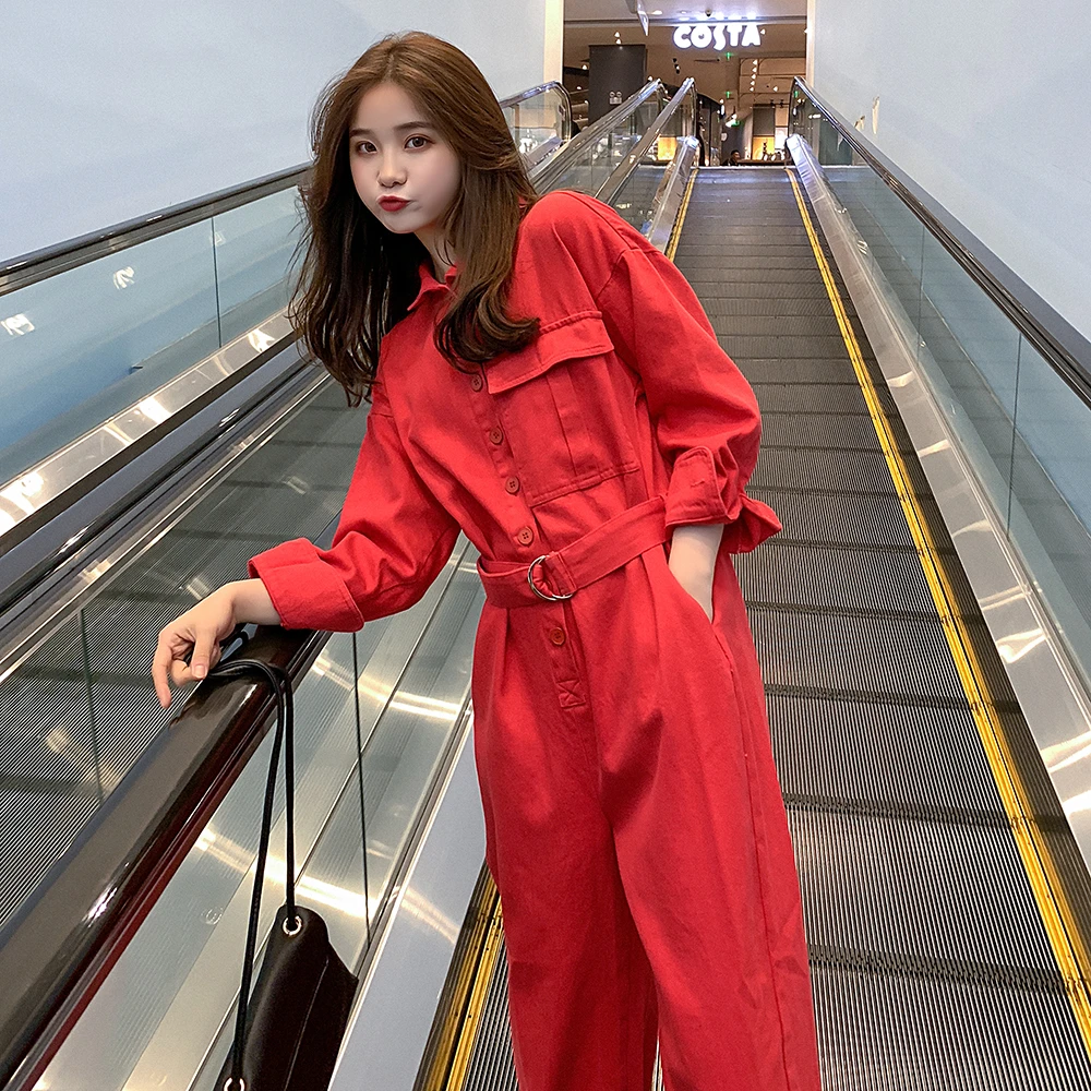 长袖连体裤女春秋季2025新款小个子时尚显瘦工装连衣裤一体式套装