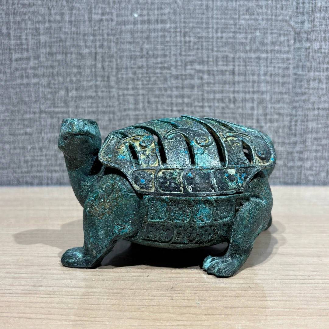 仿汉代龟型熏香炉摆件，纯铜制品高度8厘米