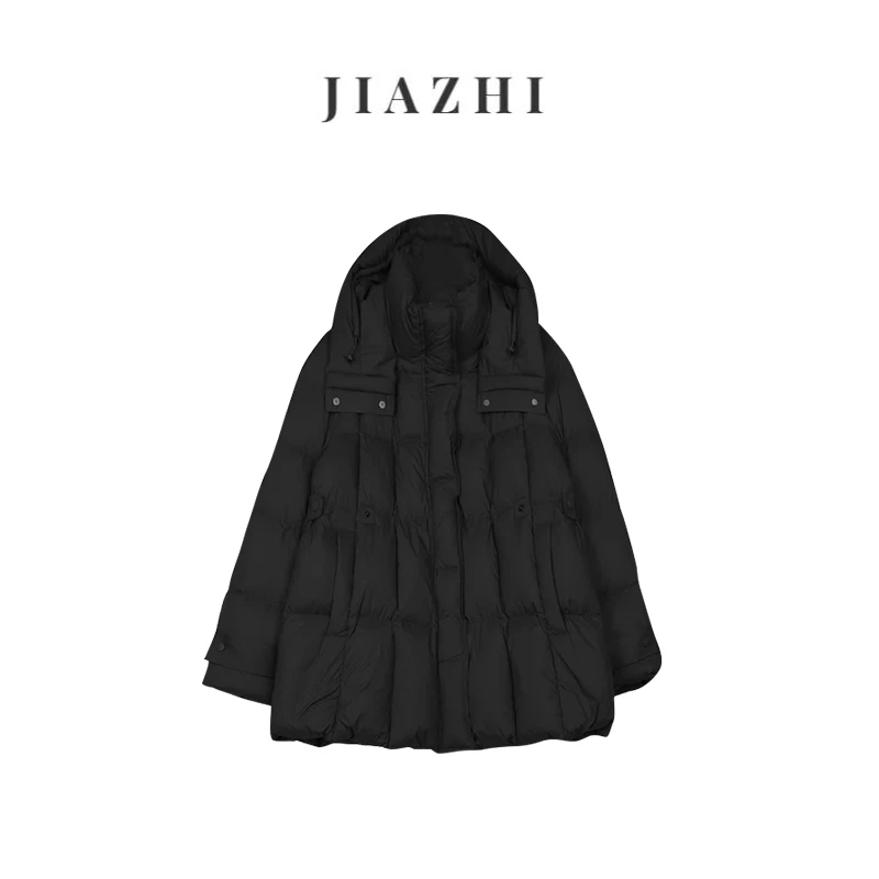 【年终清仓】现货秒发！90白鹅绒无胆羽绒服女冬季收腰显瘦连帽