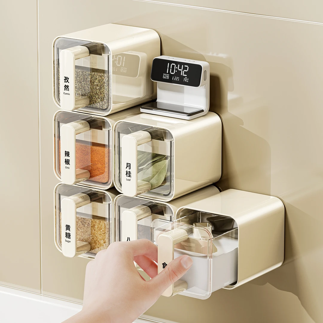 壁挂调料盒厨房家用高端新款自由组合上墙多格盐罐调味料收纳罐子