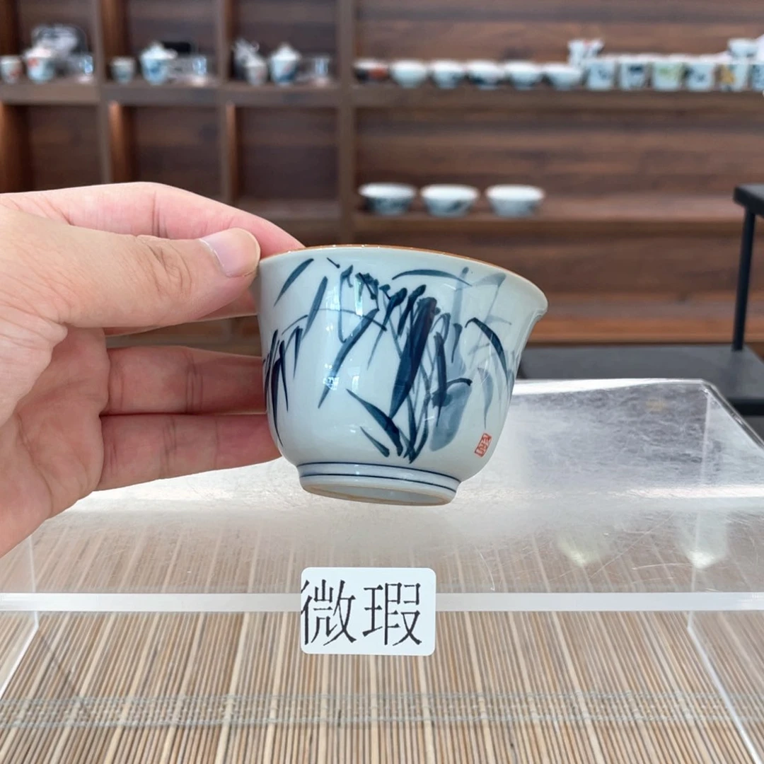 釉下手绘茶具微瑕