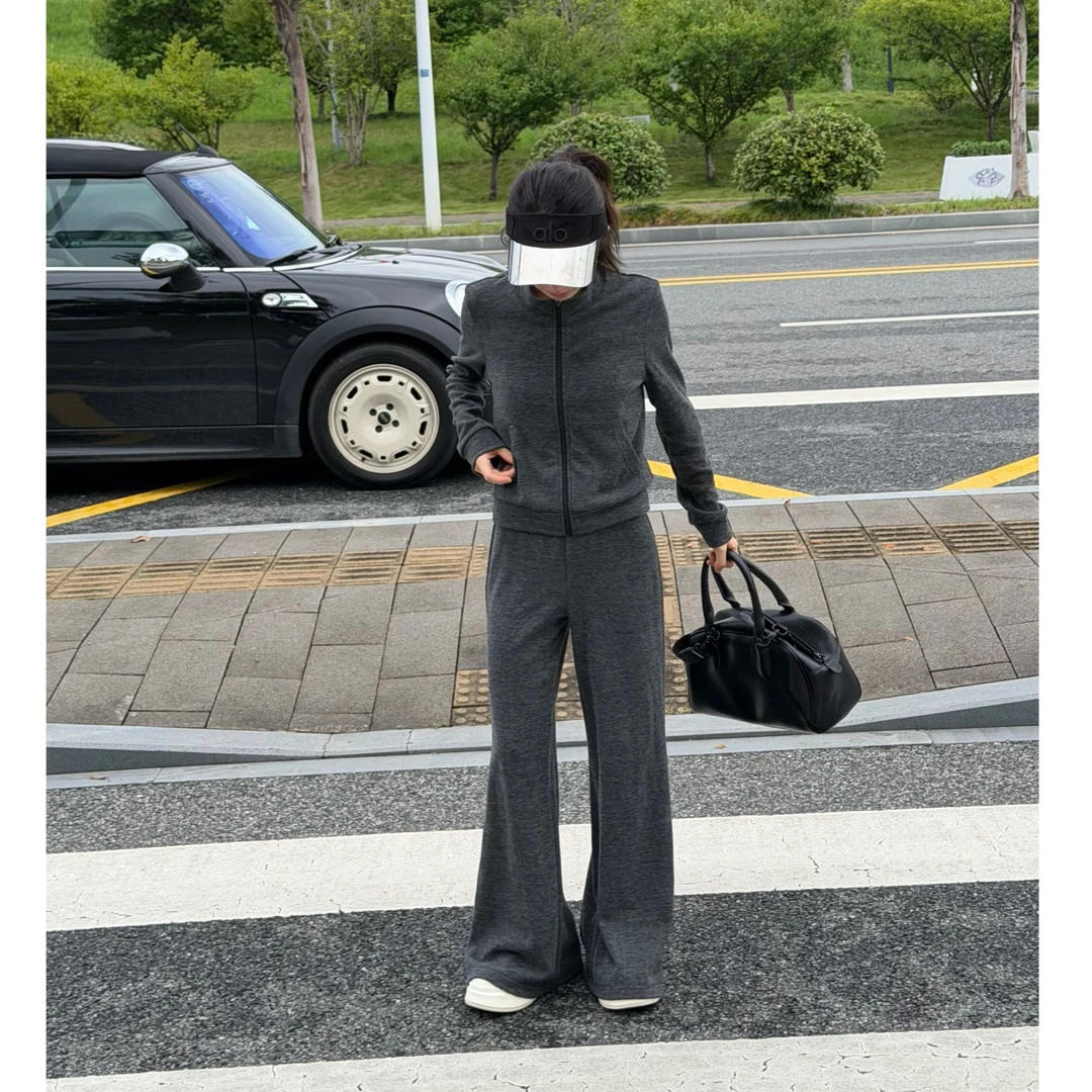 【250g高品】lulu风小个子定制慵懒感休闲套装拉链立领上衣外套长裤