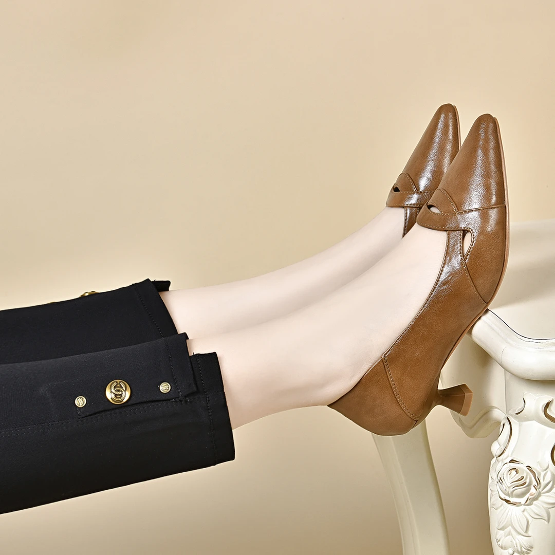 xizi/昔子24322新款低跟浅口单鞋舒适时尚百搭跟鞋细跟高跟鞋春