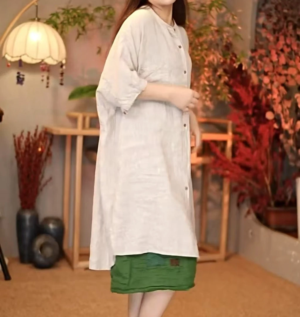 2816【靖靖原创】高品质干洗汉麻宽松版短袖上衣（长95胸围160