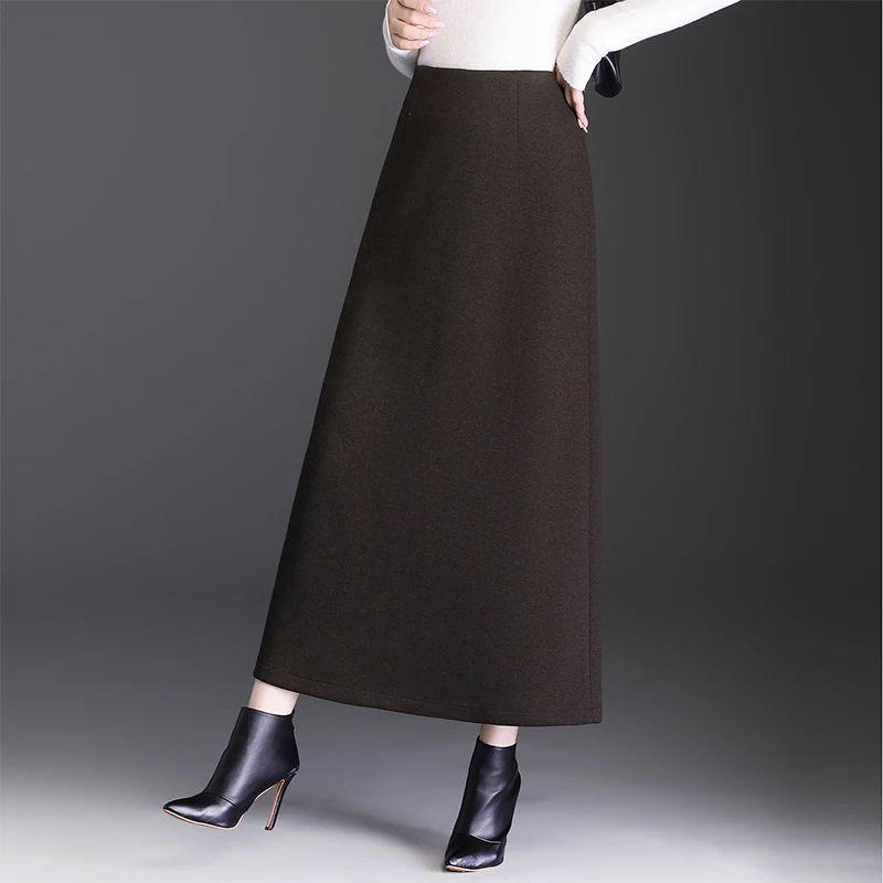羊毛呢a字半身裙女秋冬2025新款气质高腰半裙好看长裙