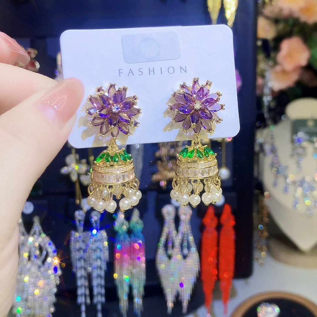 锆石纯铜925银耳钉