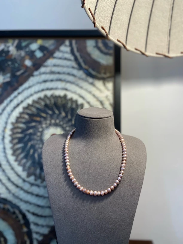 C04天然淡水珍珠项链紫色S925银扣头优雅女神