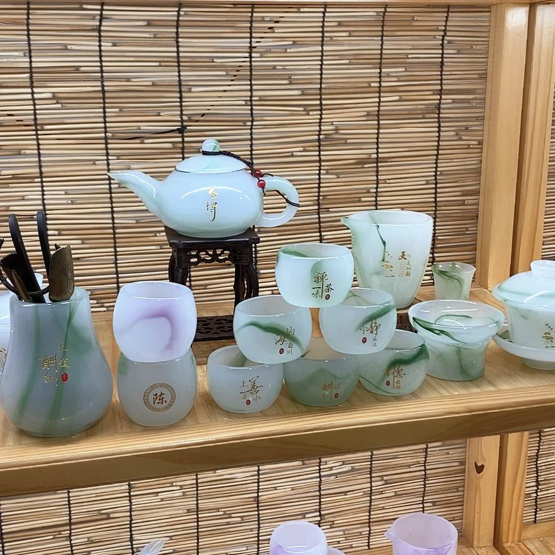 琉璃手工艺品飘绿套装刻字，，，，，