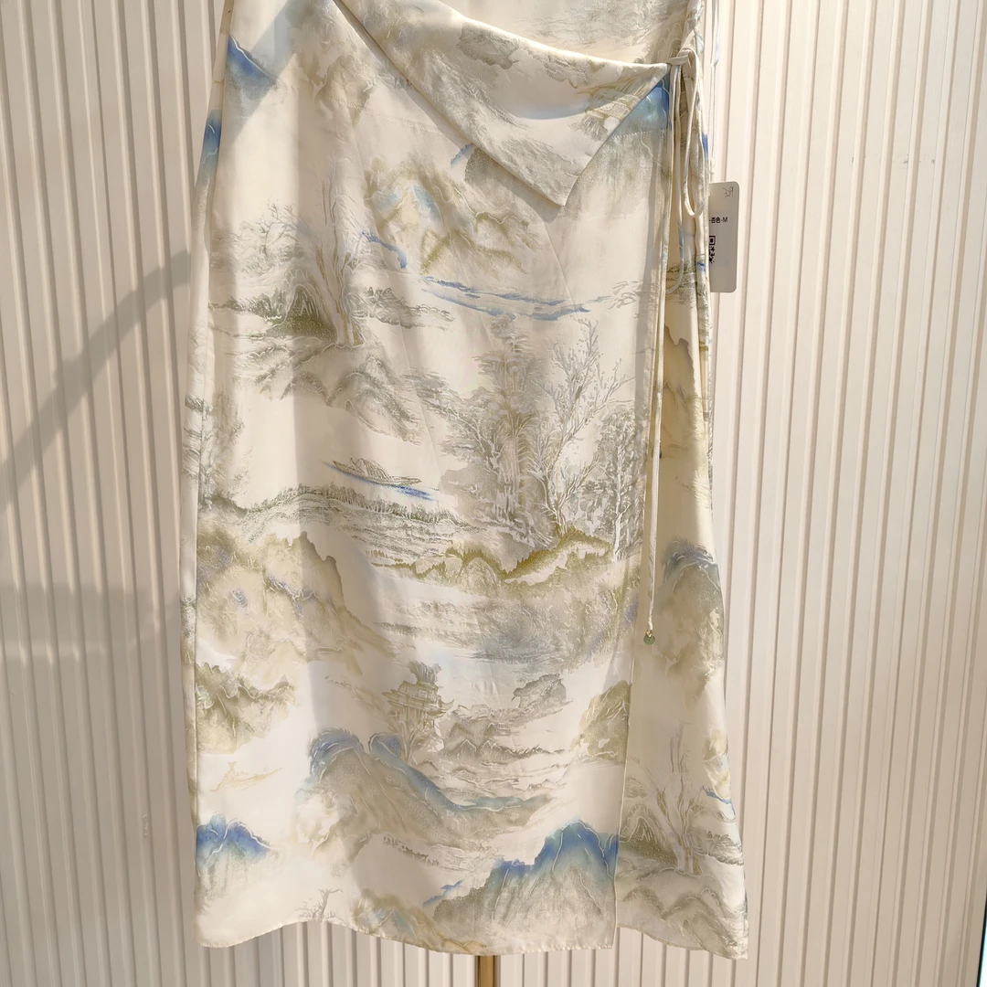 【大喜】夏季桑蚕丝山水半身裙（YZ4SQ518）