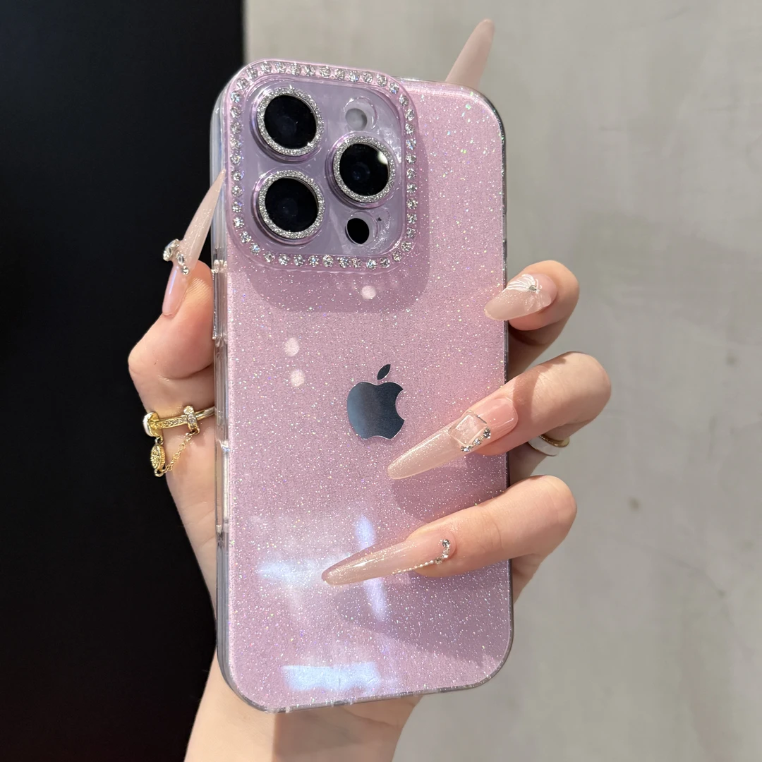新款高颜值闪粉镶钻适用iPhone16手机壳14苹果15promax高级13全包