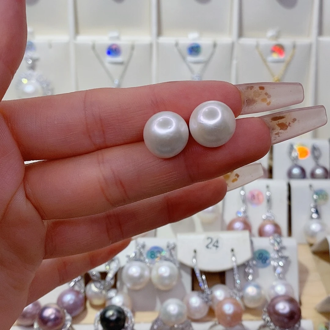 银S925镶嵌淡水珍珠耳饰