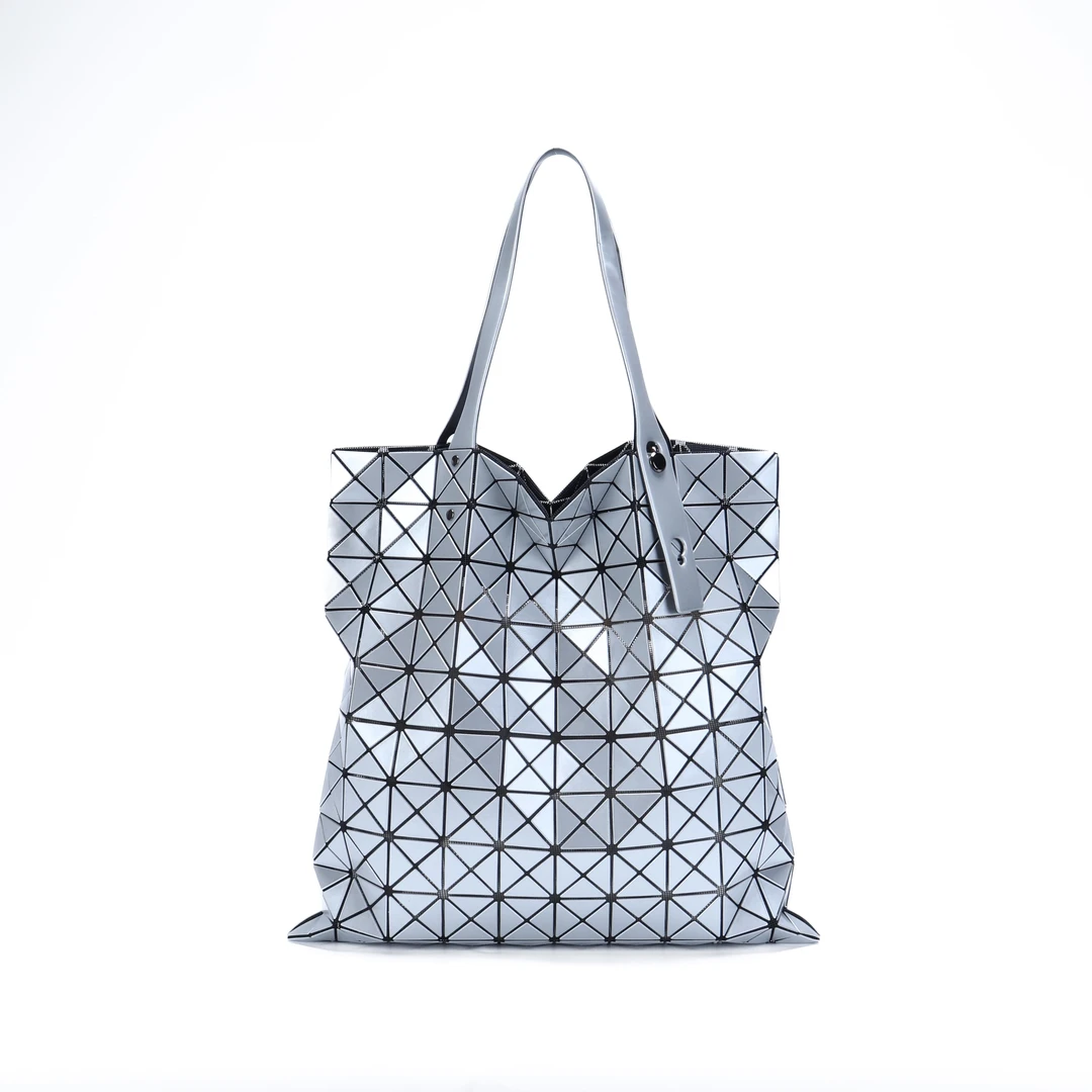 KDBAOBAO休闲日式格纹十格托特包白色单肩包文艺风敞口可折叠