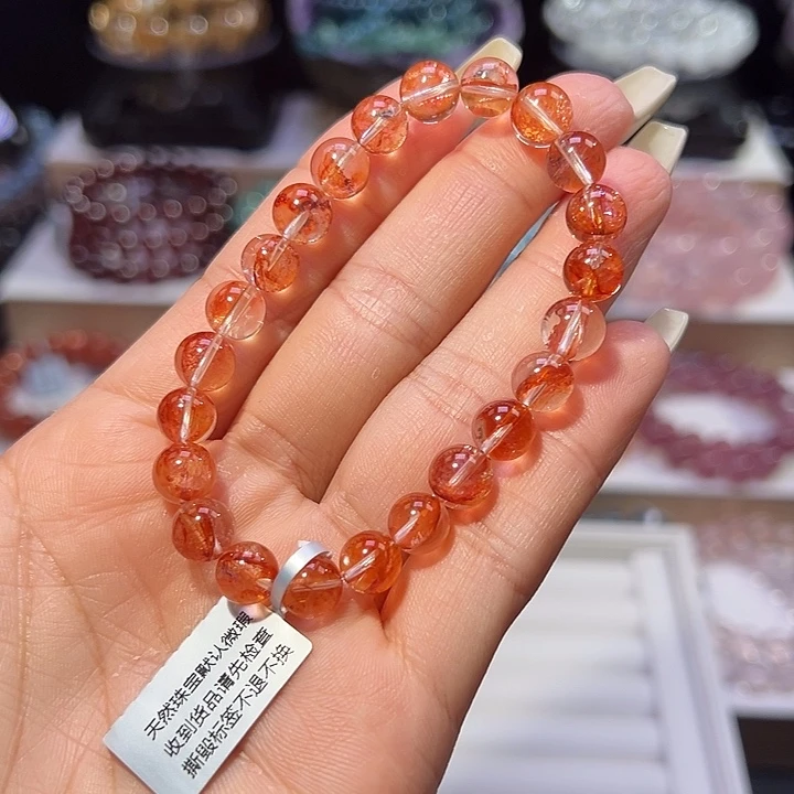 霜***降水晶手串未镶嵌天花板糖纸胶花8mm