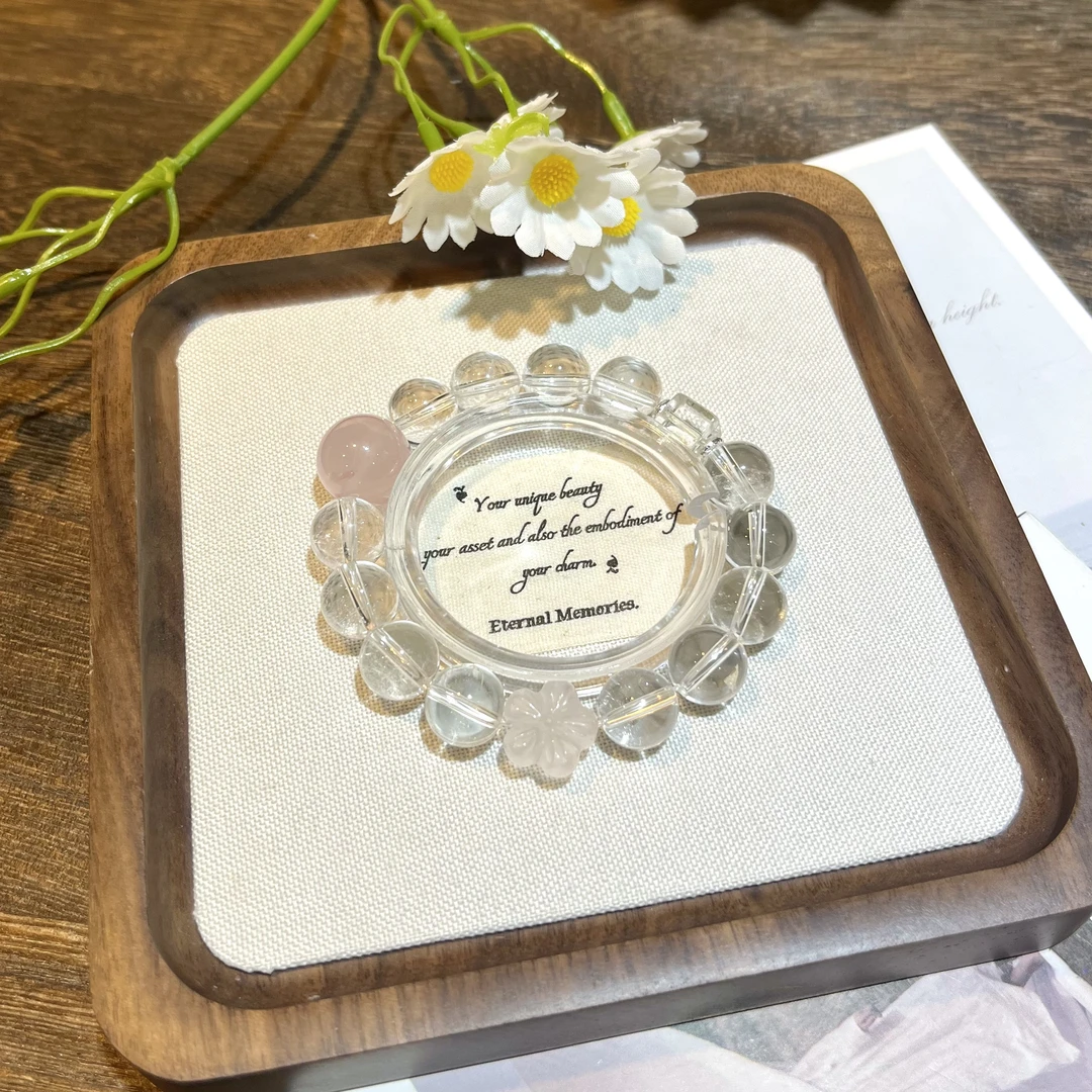 【臻水晶】BAC989白水晶粉晶花白水晶方糖手串清新自然多样性发其一