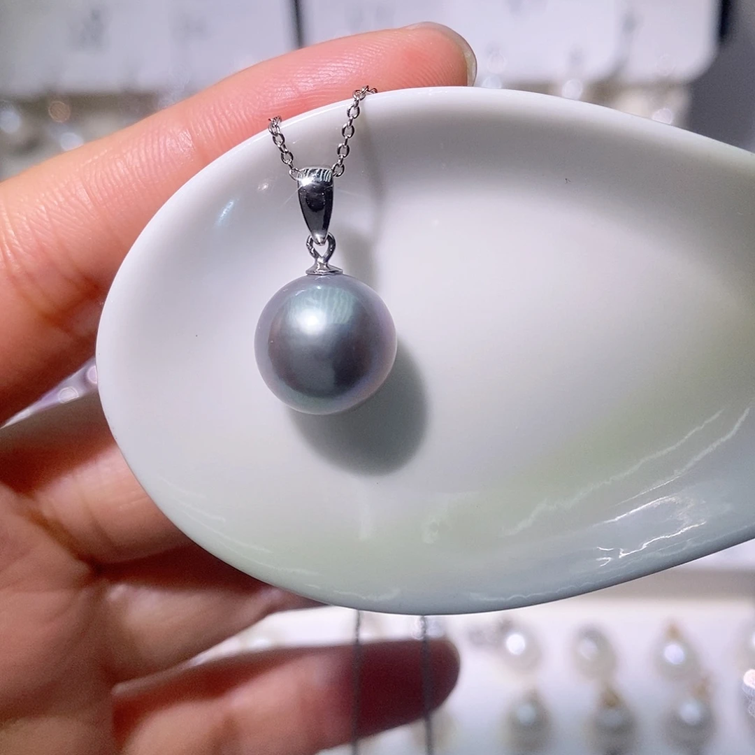 淡水珍珠吊坠(赠链)银S925镶嵌尺寸11/12毫米