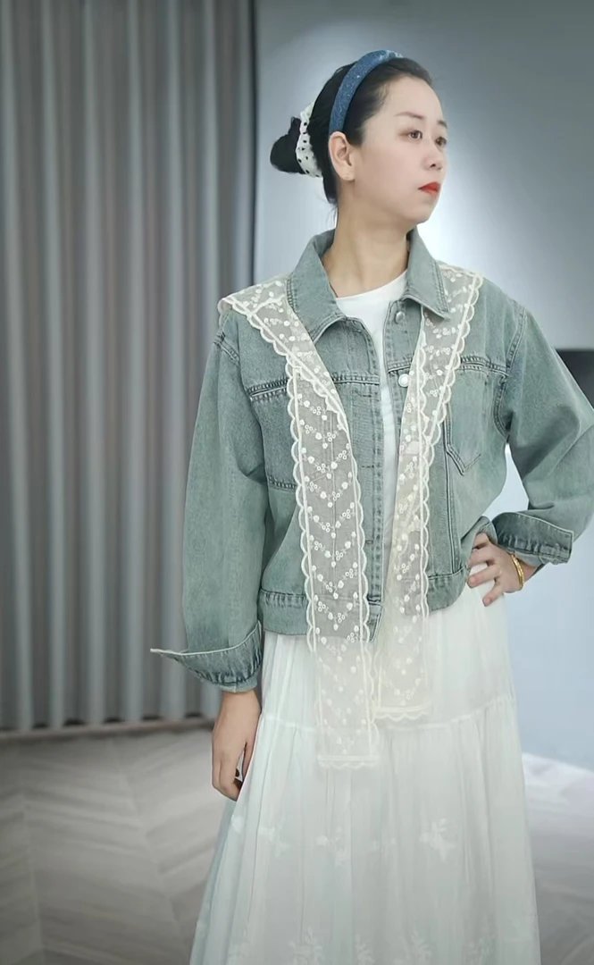 【衣长51-52】韩版宽松牛仔外套女休闲洋气遮肉显瘦短款7720