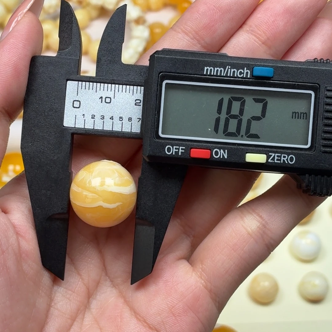 琥珀未镶嵌颈饰焦皮浓橘底妖花单珠 3.4g