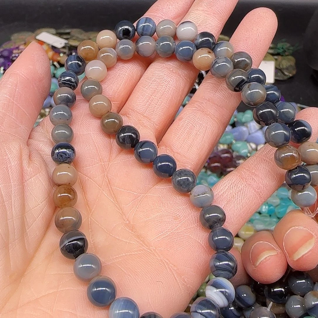 玛瑙/玉髓合金珠宝半成品玛瑙7mm一条