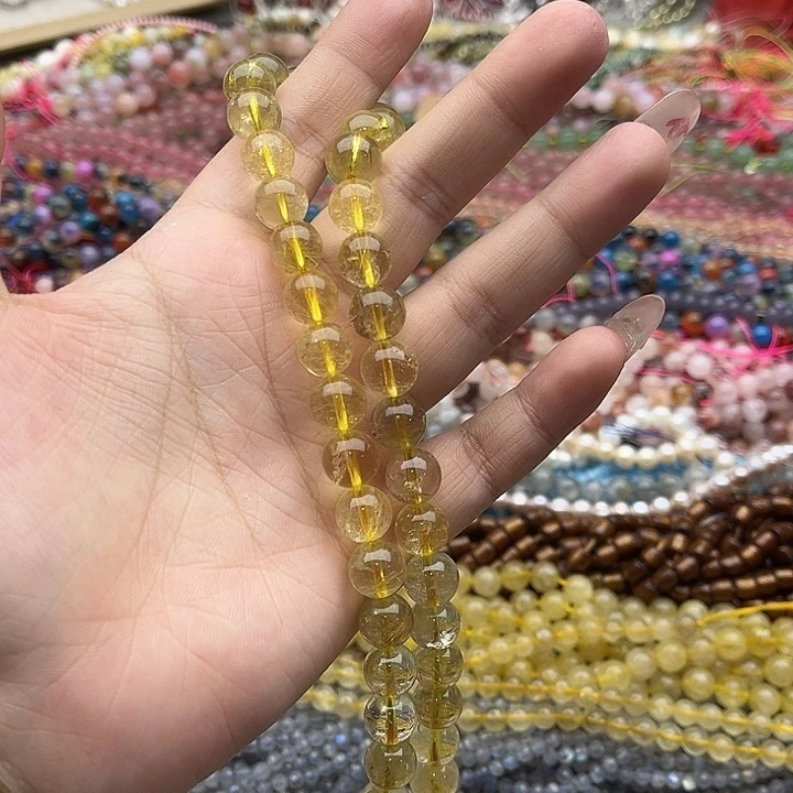 玛瑙/玉髓珠宝半成品未镶嵌一条10mm左右金发晶