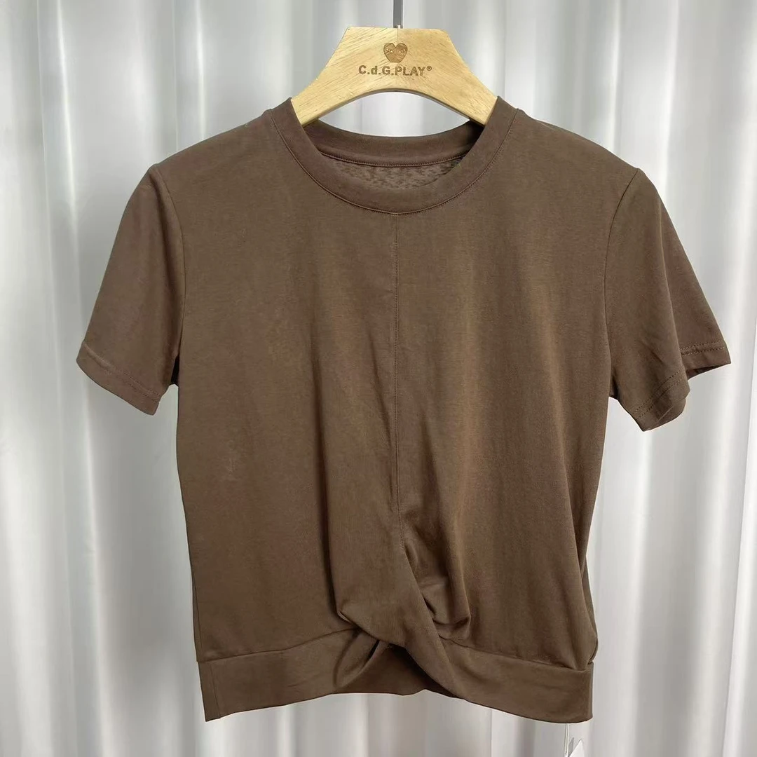设计师系列  Z1073   女装时尚撤柜短袖T恤衫咖色TX0886